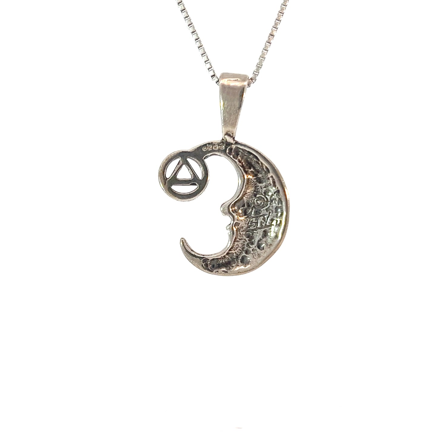 Sterling Silver "Man on the Moon" AA Symbol Pendant – 2.3g, Medium Size Recovery Jewelry