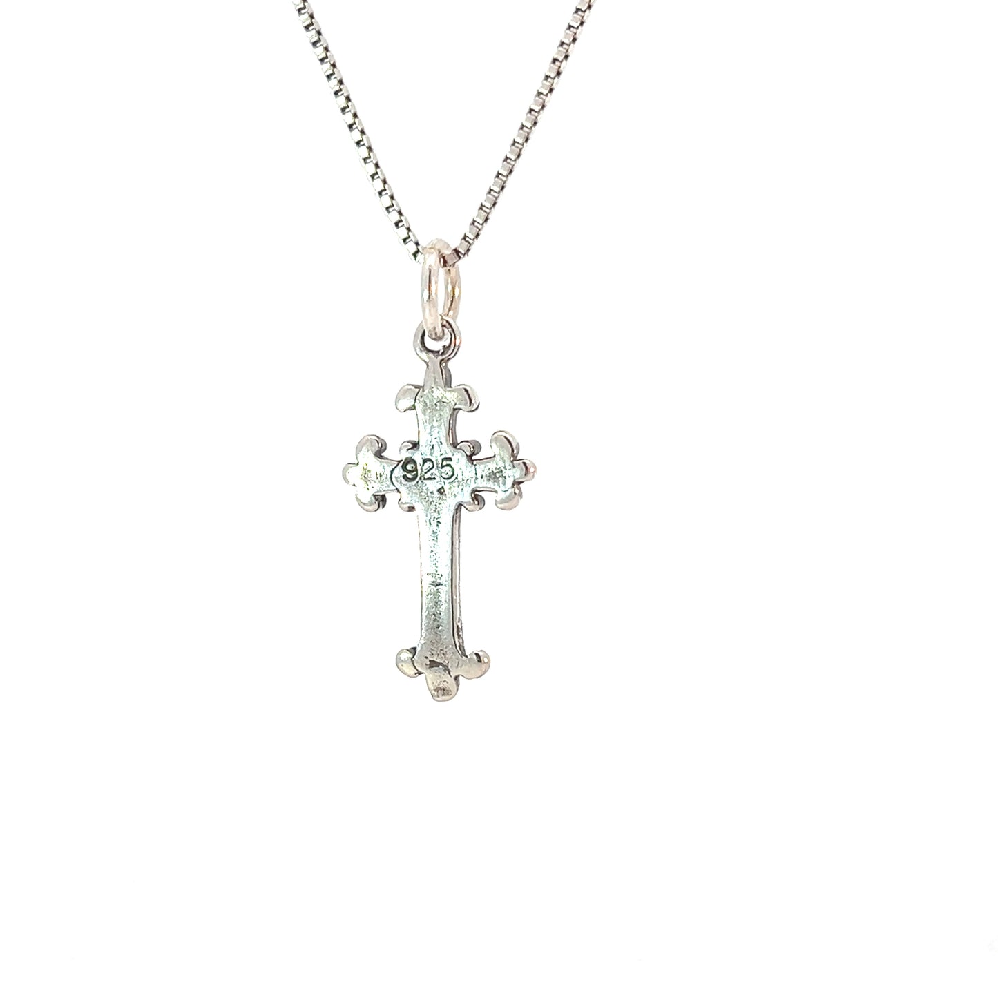 Sterling Silver AA Symbol Pendant on Small Cross – Hand-Finished Recovery Jewelry