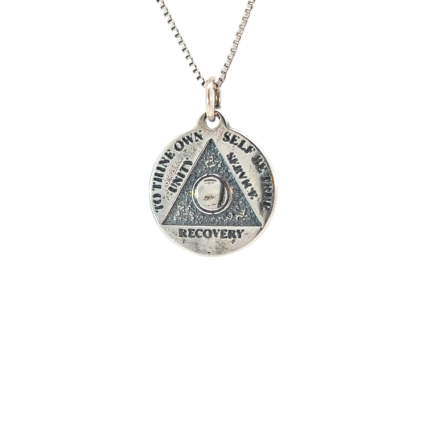 Mini Recovery Medallions, Your Choice of Blank, 24 Hour or Years 1-20, 25 & 30, Sterling Silver, Serenity Prayer on Back