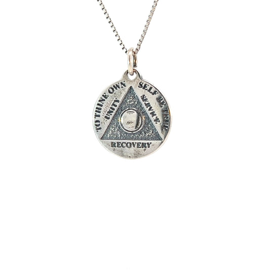 Mini Recovery Medallions, Your Choice of Blank, 24 Hour or Years 1-20, 25 & 30, Sterling Silver, Serenity Prayer on Back