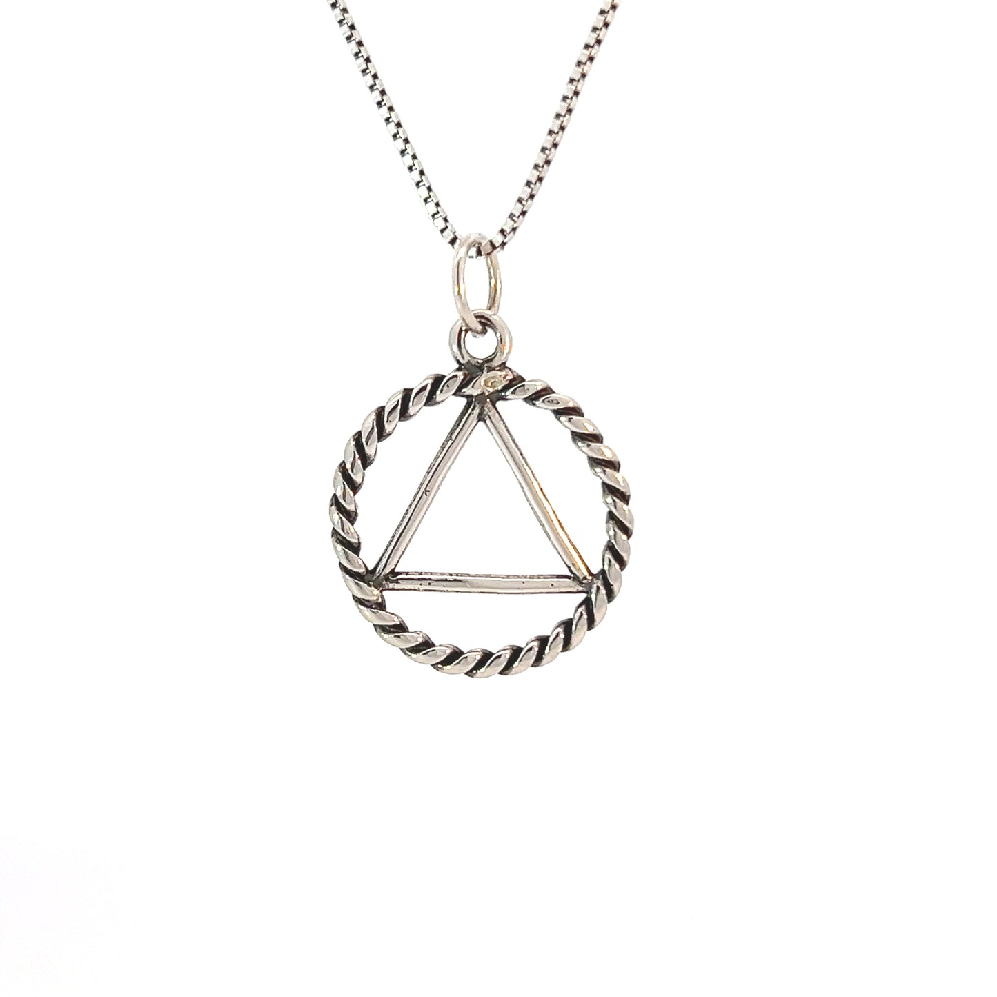 Sterling Silver AA Pendant – Twist Wire Circle, Medium Size, 1.3g, Hand-Finished and Oxidized