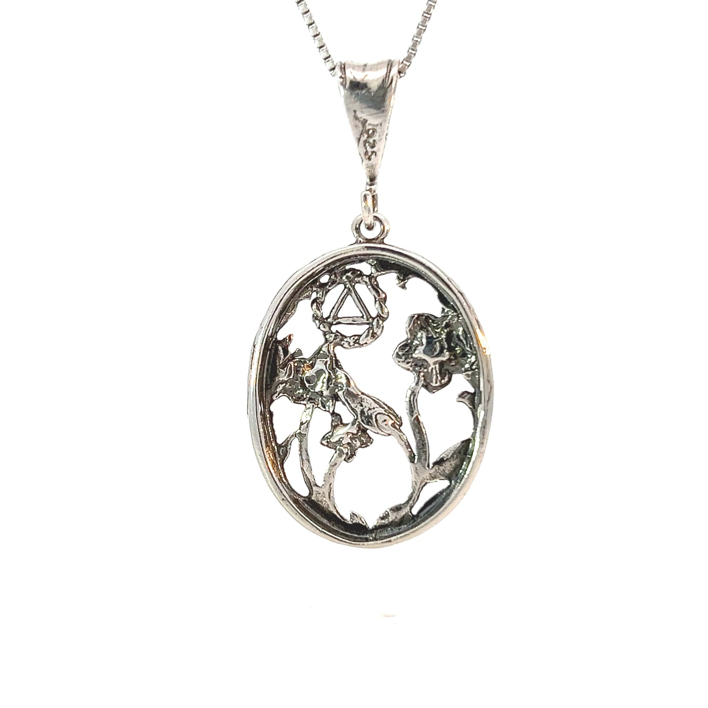 Sterling Silver AA Pendant with 3 Flowers – Old Fashion Style, 3.8g, Medium/Large Size