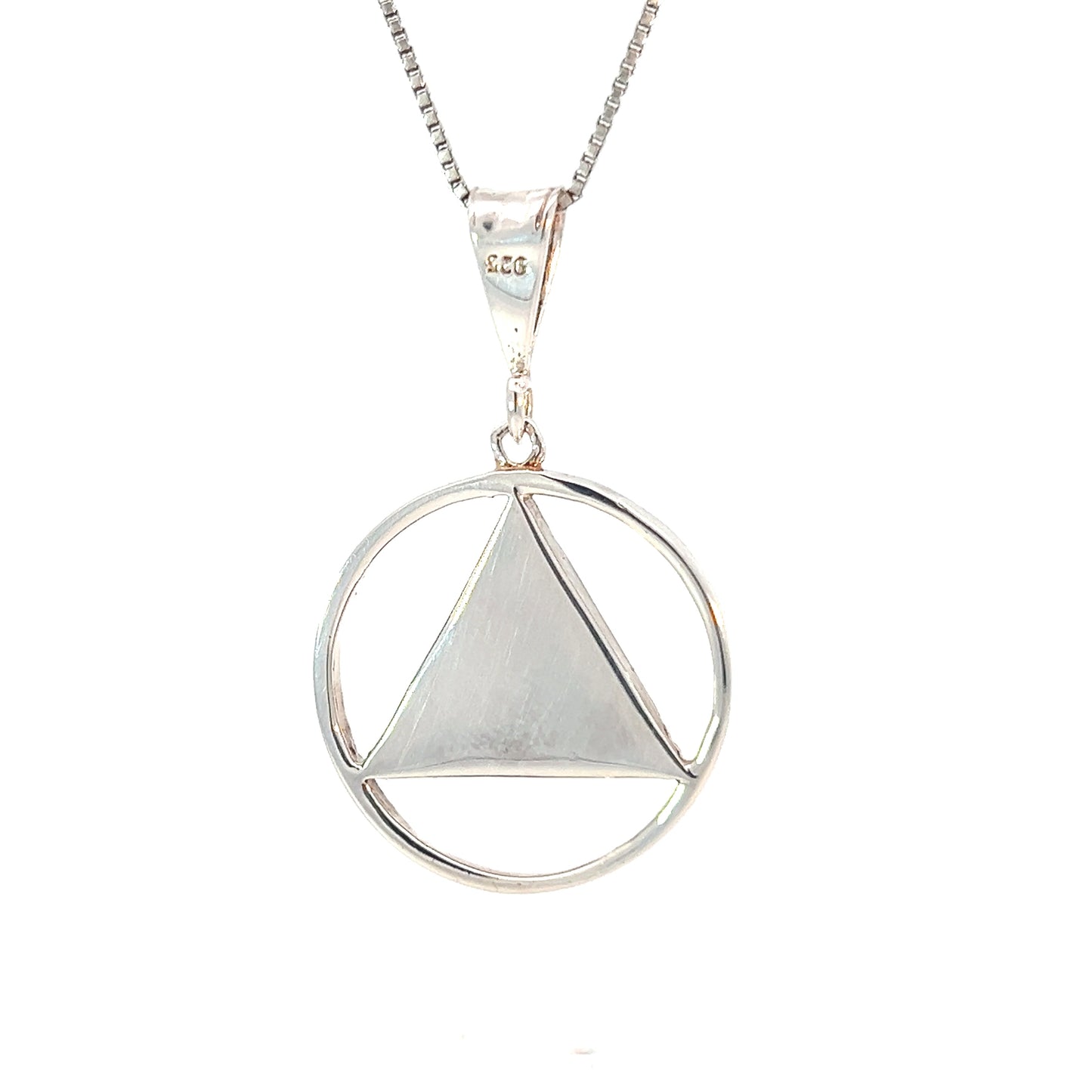 Alcoholics Anonymous (AA) Symbol Black Enamel Inlay & Sterling Silver Pendant – 12-Step Recovery Jewelry