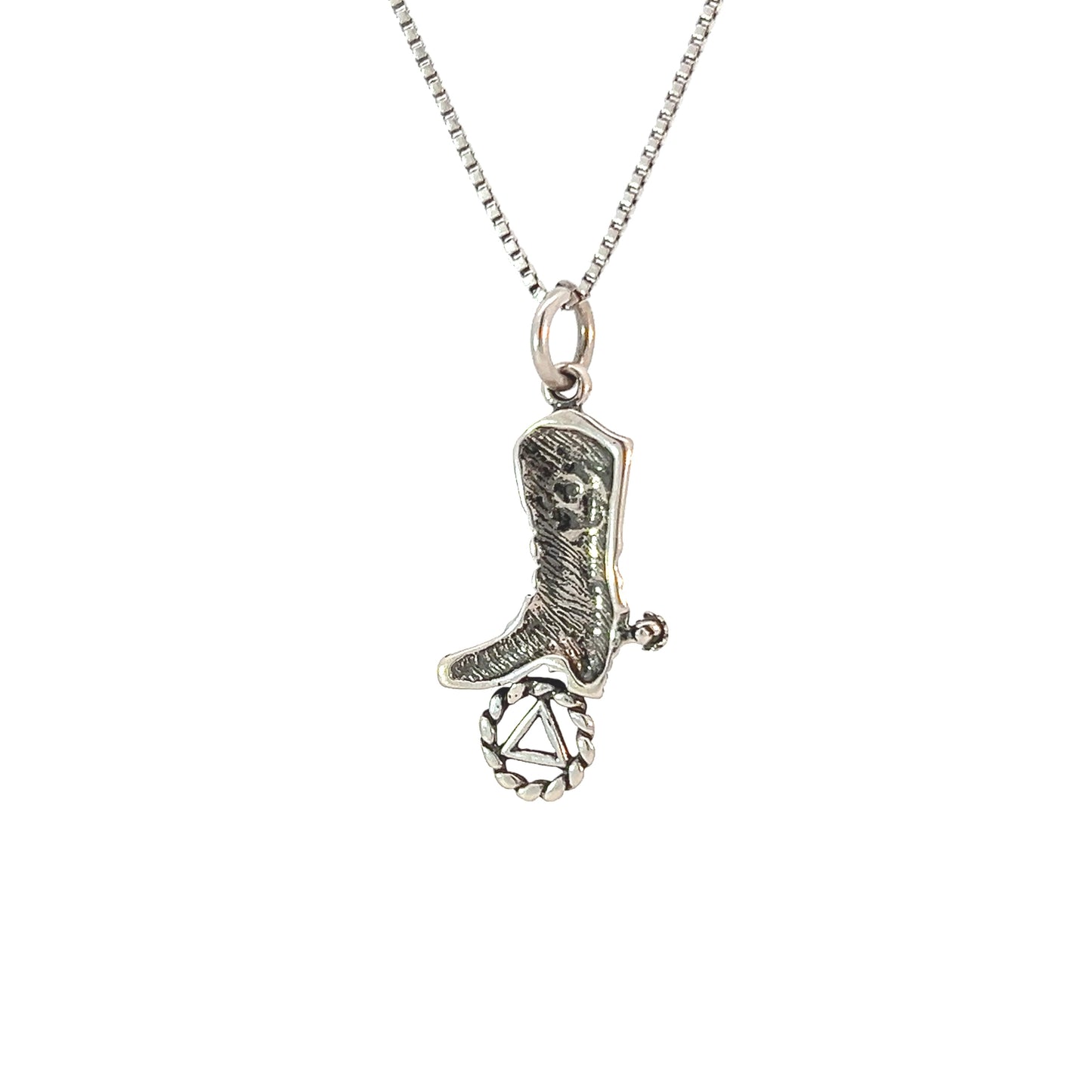 Sterling Silver AA Symbol Pendant on Cowboy Boot – 1.4g Western Recovery Jewelry