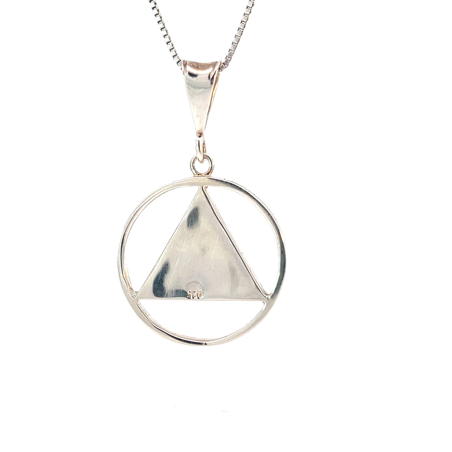 Sterling Silver AA Symbol Pendant with Turquoise Blue Enamel – 4.0g, Hand-Finished