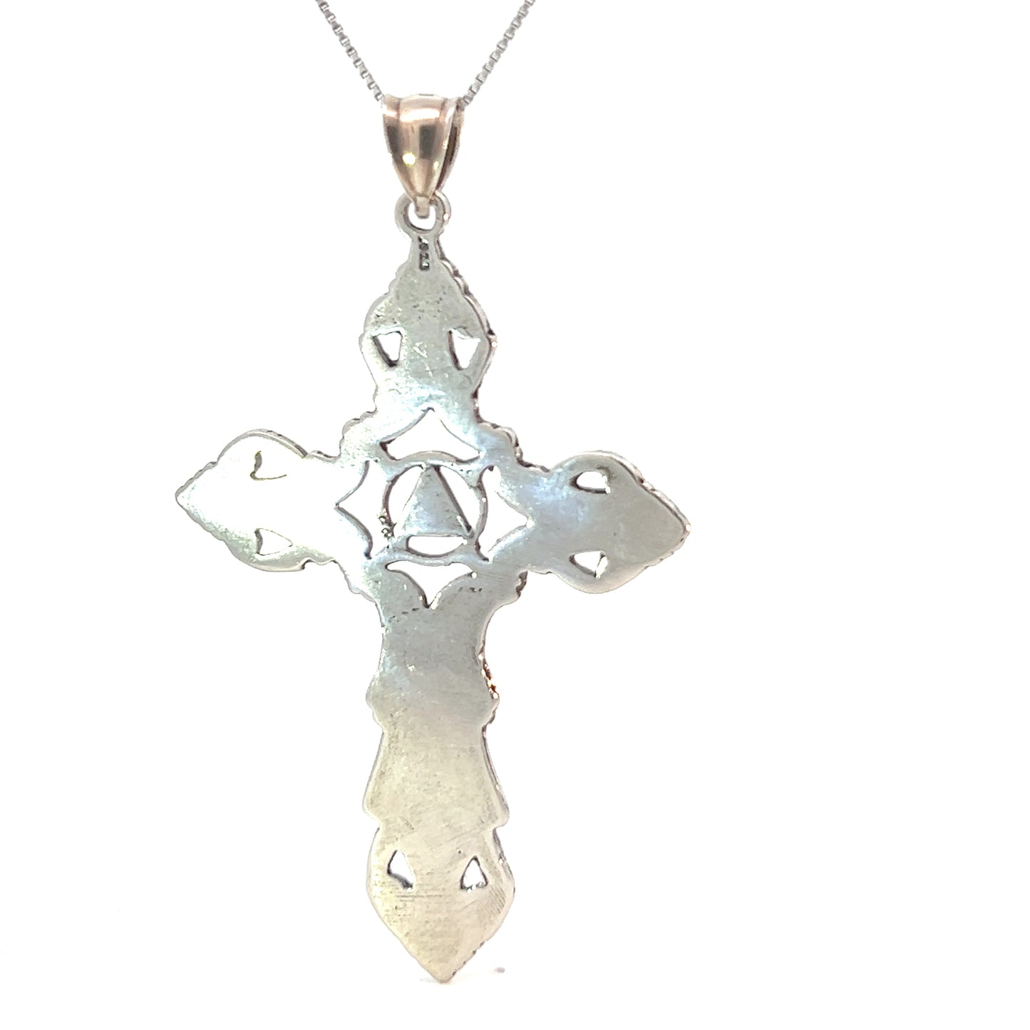 Sterling Silver Extra Large AA Symbol Pendant in Open Cross – 12.4g, Hand-Finished Recovery Jewelry
