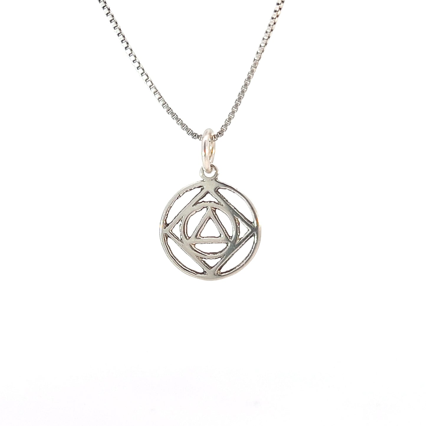 Sterling Silver AA & NA Dual Symbol Pendant – Medium Size Recovery Jewelry