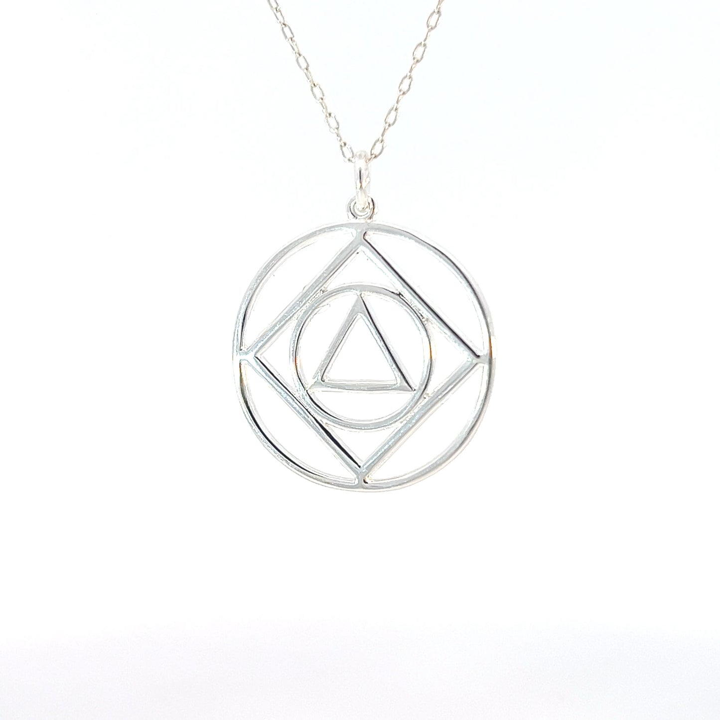 Sterling Silver AA & NA Dual Symbol Pendant – Large Size for Dual Fellowship Recovery