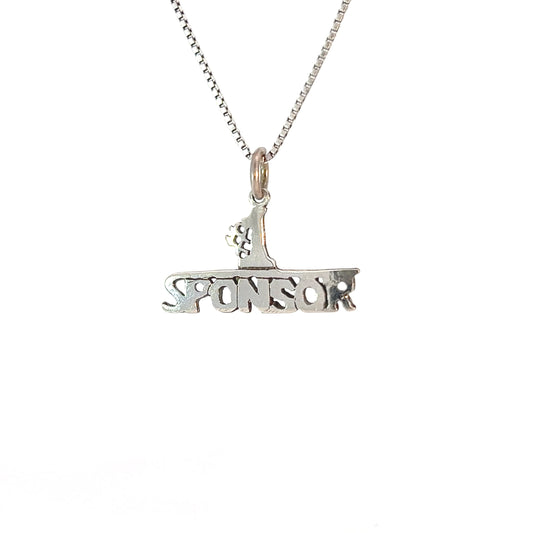 Sterling Silver, Sayings Pendant, "#1 Sponsor"