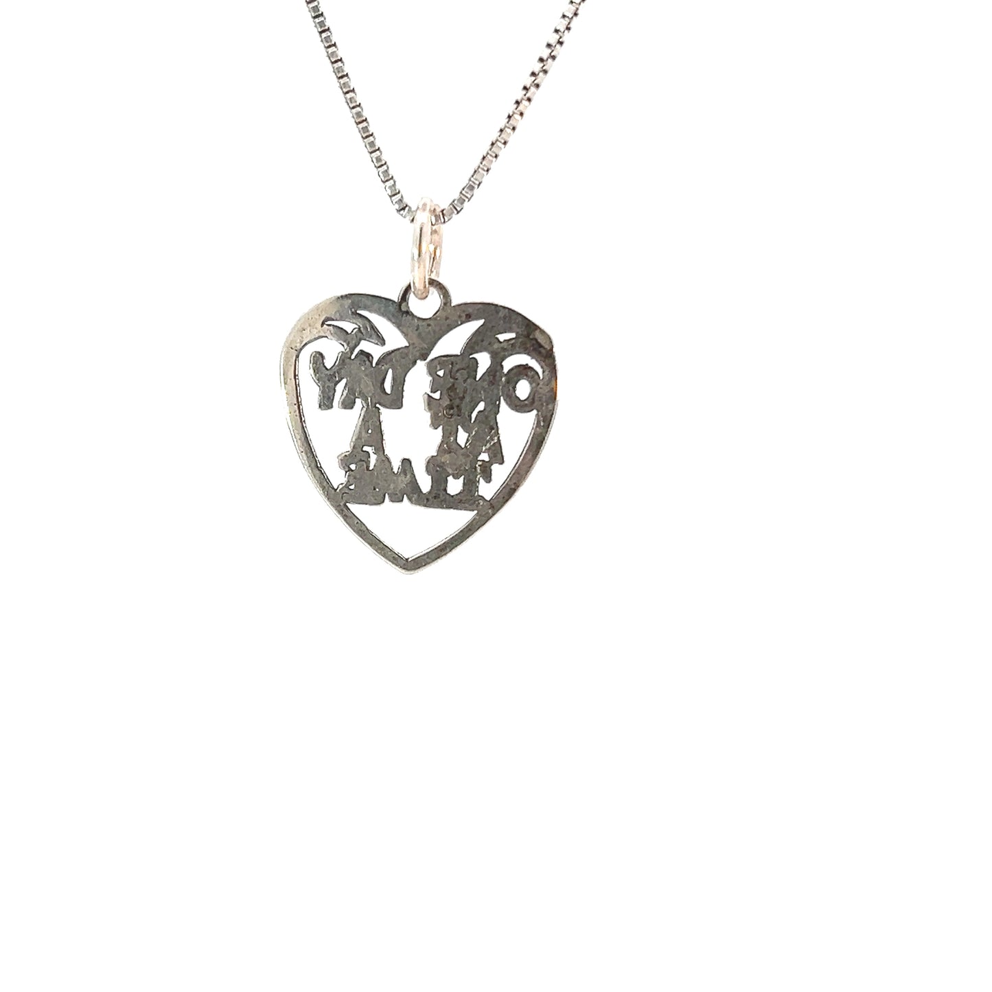 Sterling Silver, Sayings Pendant, Heart with "One Day At A Time"