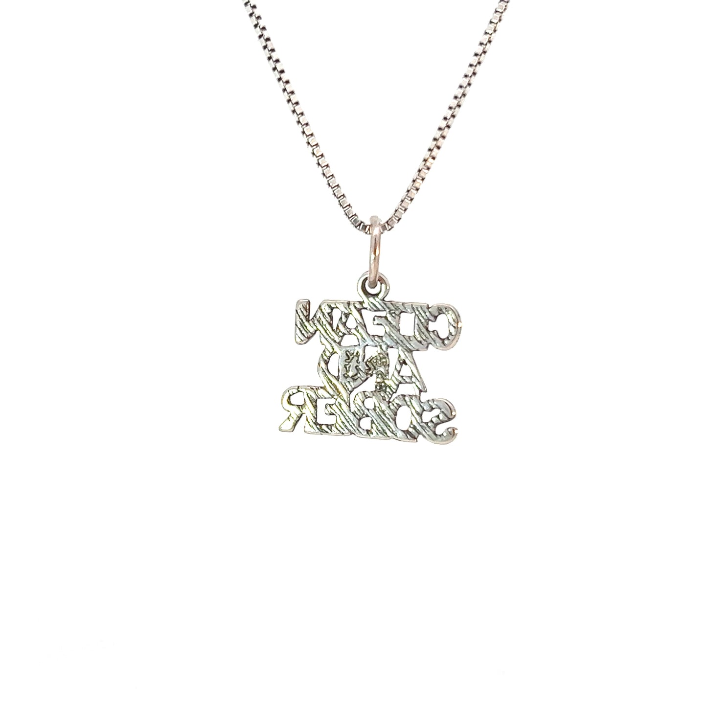 Sterling Silver, Sayings Pendant, "Clean And Sober"