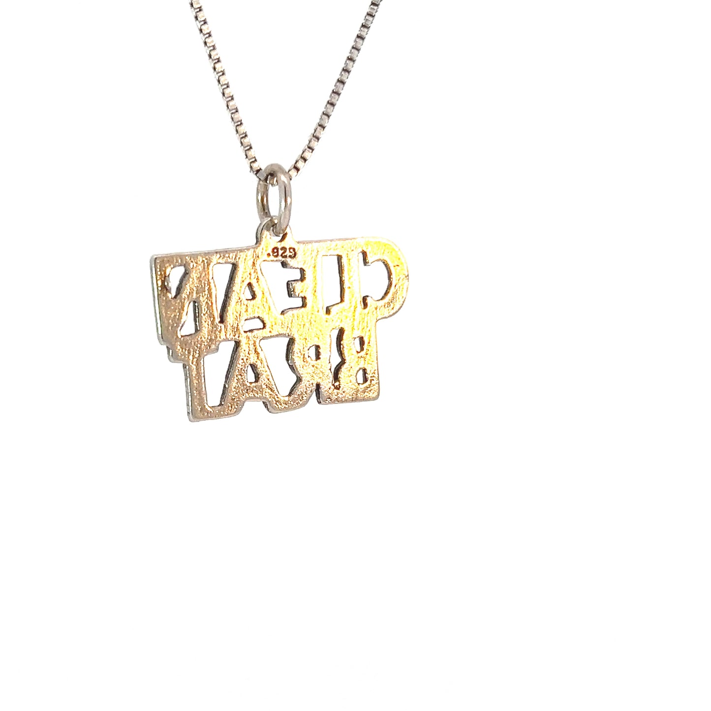 Sterling Silver, Sayings Pendant, "Clean Brat"