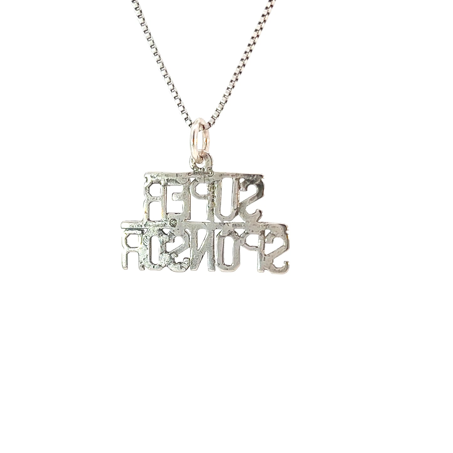 Sterling Silver, Sayings Pendant, "SUPER SPONSOR"