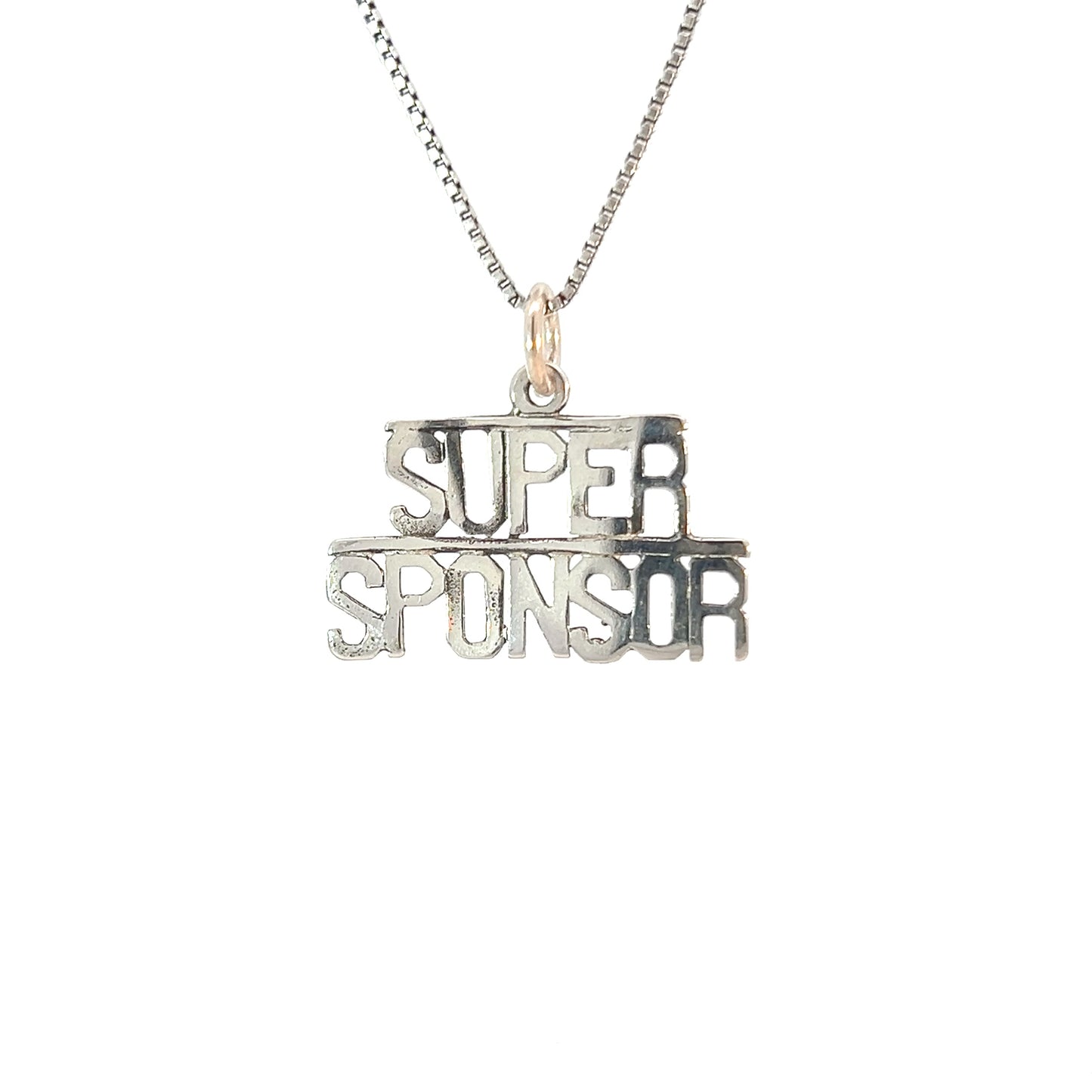 Sterling Silver, Sayings Pendant, "SUPER SPONSOR"