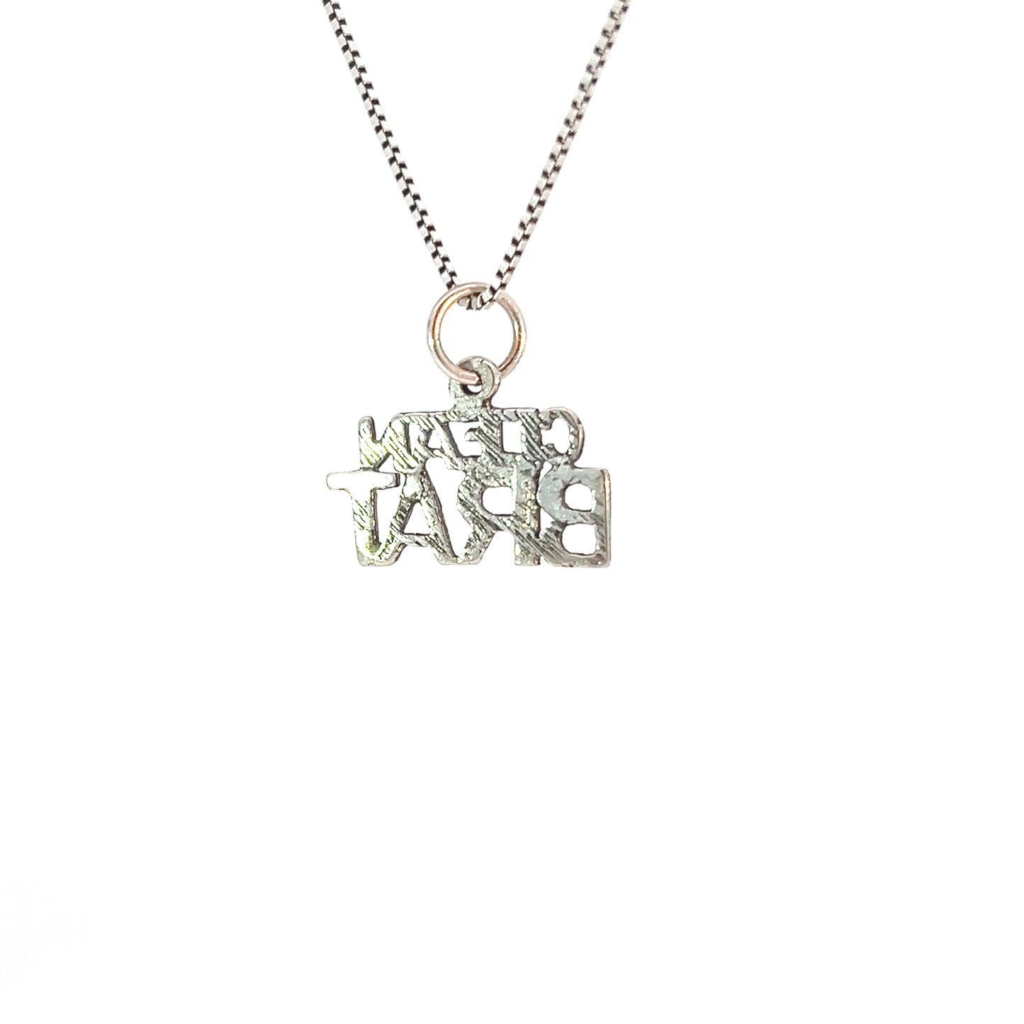 Sterling Silver, Sayings Pendant, "Clean Brat"