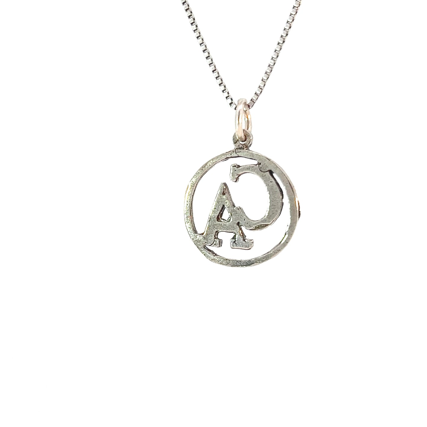 Cocaine Anonymous Pendant, Sterling Silver, "CA" Initials in a Diamond Cut Circle