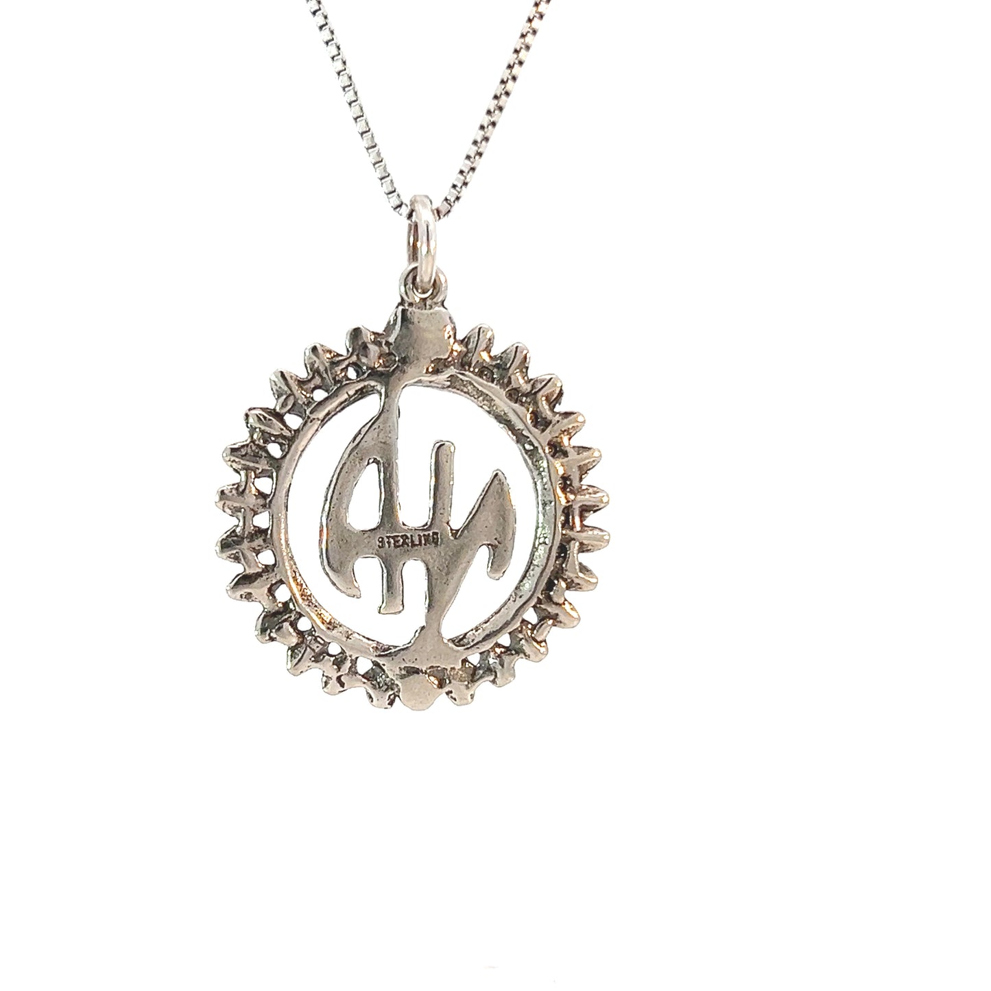 Sterling Silver Pendant, "Narcotics Anonymous" Initials in a Leaf Style Circle Medium Size