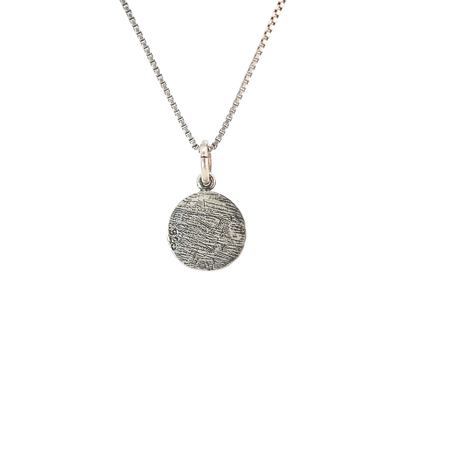 Sterling Silver Pendant, Narcotics Anonymous NA Symbol in Solid Textured Coin Style Circle, Small Size