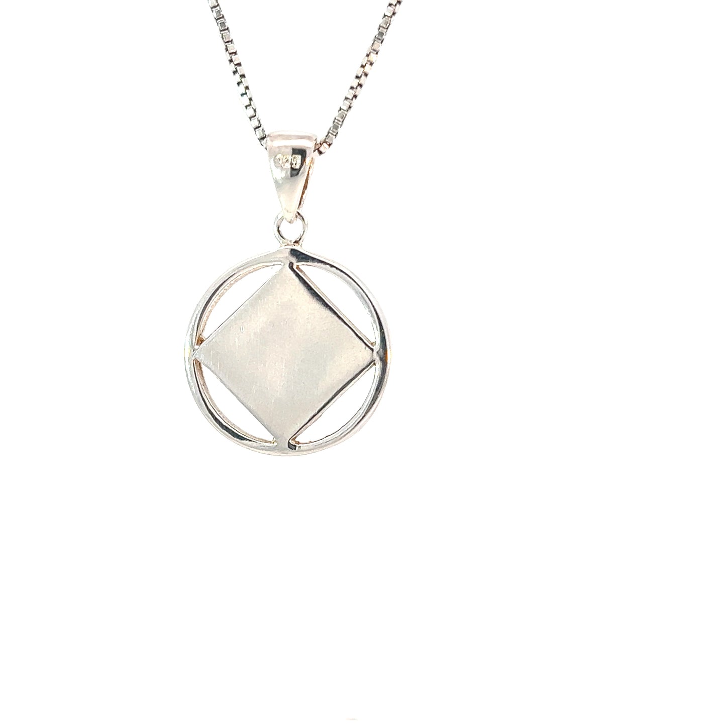 Narcotics Anonymous (NA) Symbol in Black Enamel Inlay & Sterling Silver Pendant