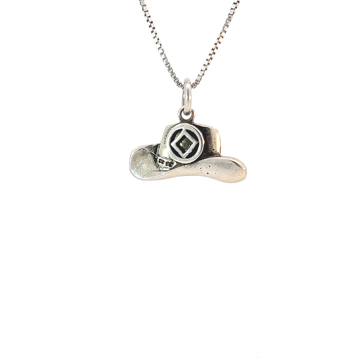 Sterling Silver Pendant, Narcotics Anonymous NA Recovery Symbol on a Cowboy Hat