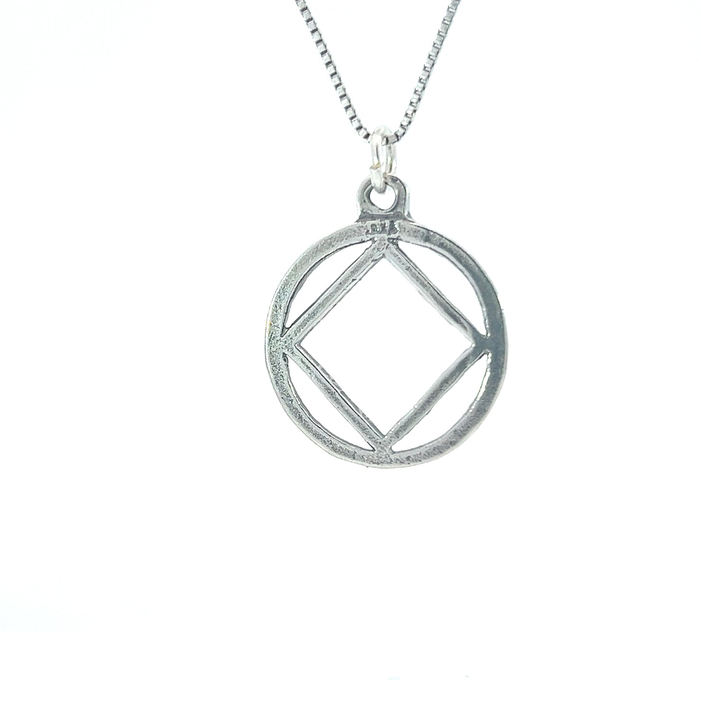 Sterling Silver Pendant, Narcotics Anonymous NA Textured Symbol Medium Size