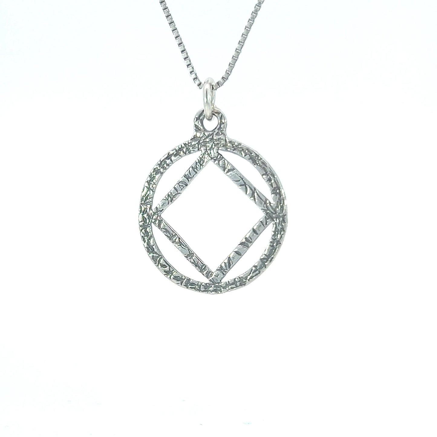 Sterling Silver Pendant, Narcotics Anonymous NA Textured Symbol Medium Size
