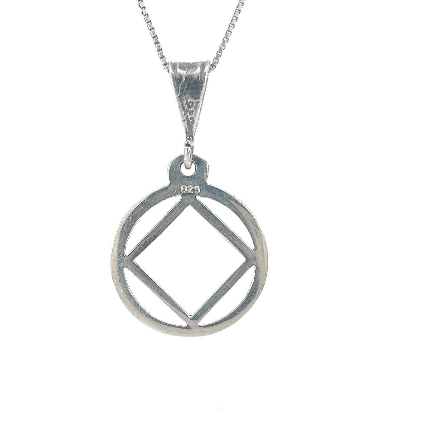 Sterling Silver Pendant, Narcotics Anonymous NA Flat Symbol Medium Size