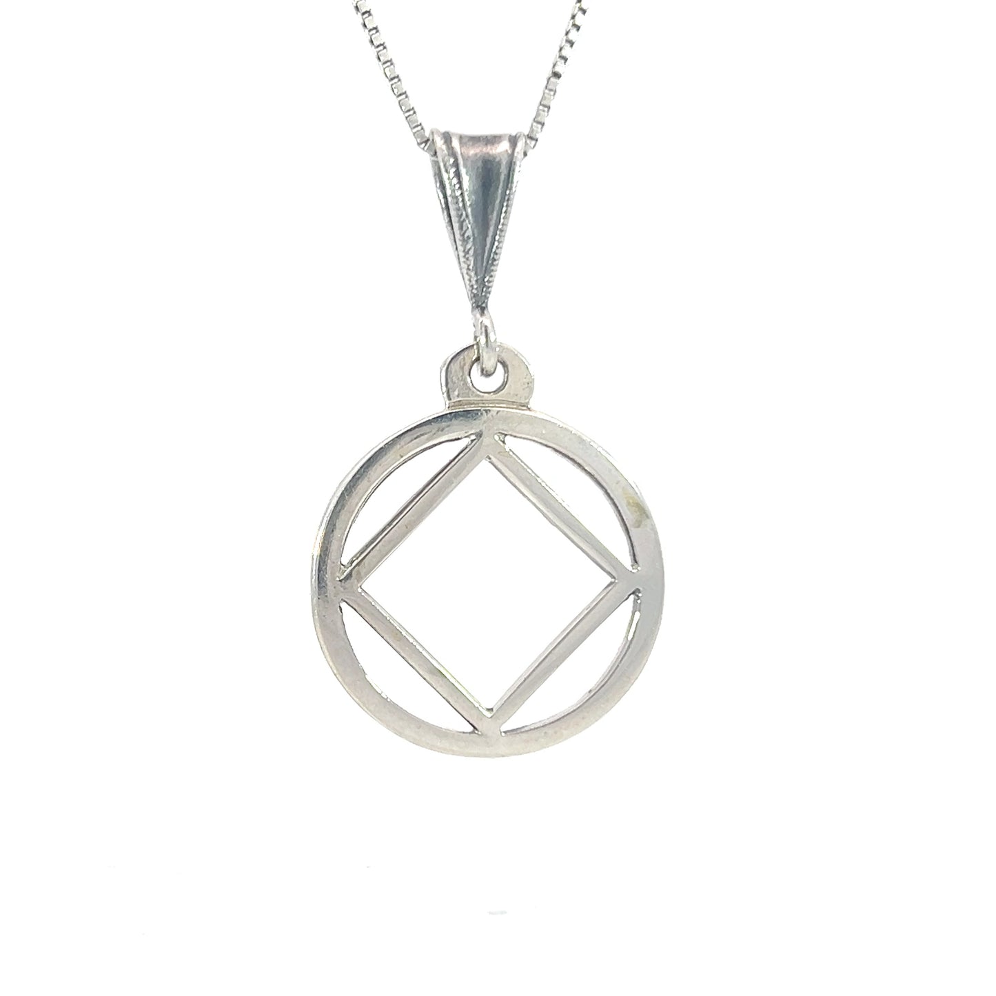 Sterling Silver Pendant, Narcotics Anonymous NA Flat Symbol Medium Size