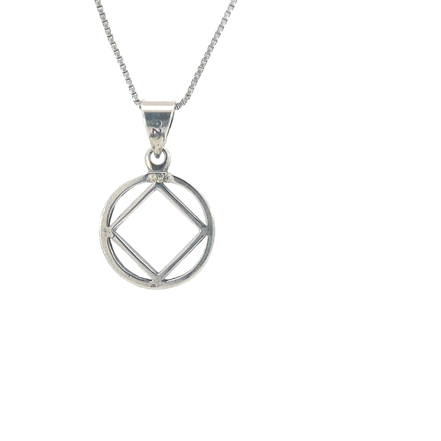 Sterling Silver Pendant, Narcotics Anonymous NA Symbol, Thick Style, Medium Size