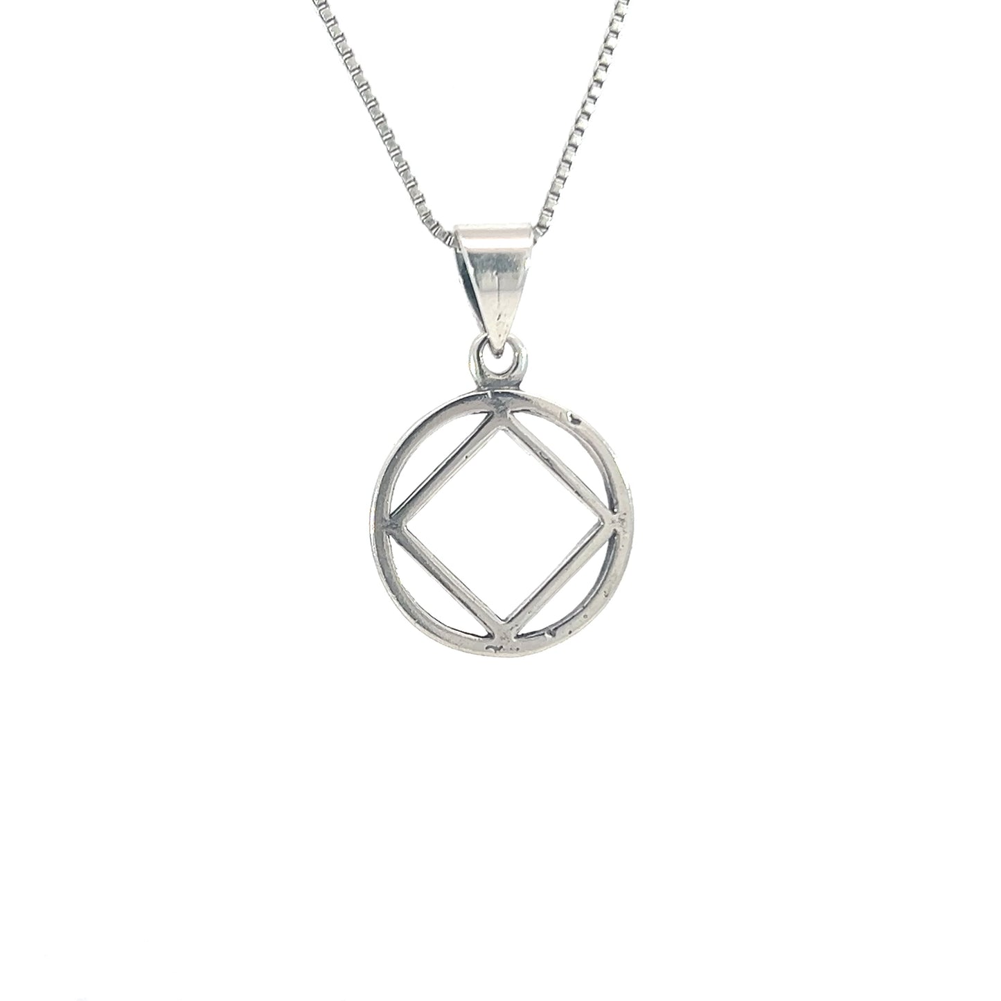 Sterling Silver Pendant, Narcotics Anonymous NA Symbol, Thick Style, Medium Size