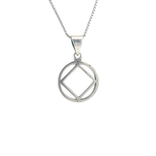 Sterling Silver Pendant, Narcotics Anonymous NA Symbol, Thick Style, Medium Size