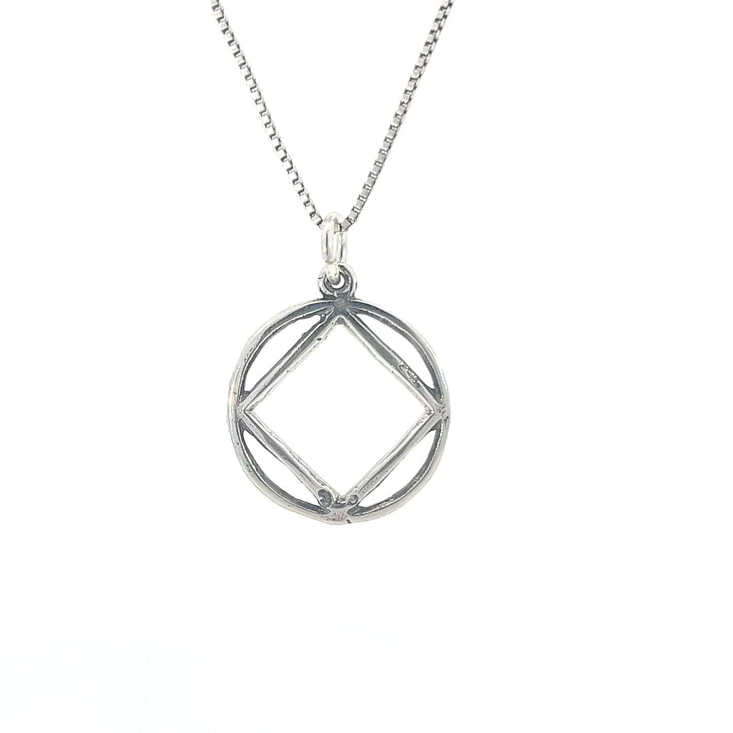 Sterling Silver Pendant, Narcotics Anonymous NA Hammered Symbol Medium Size