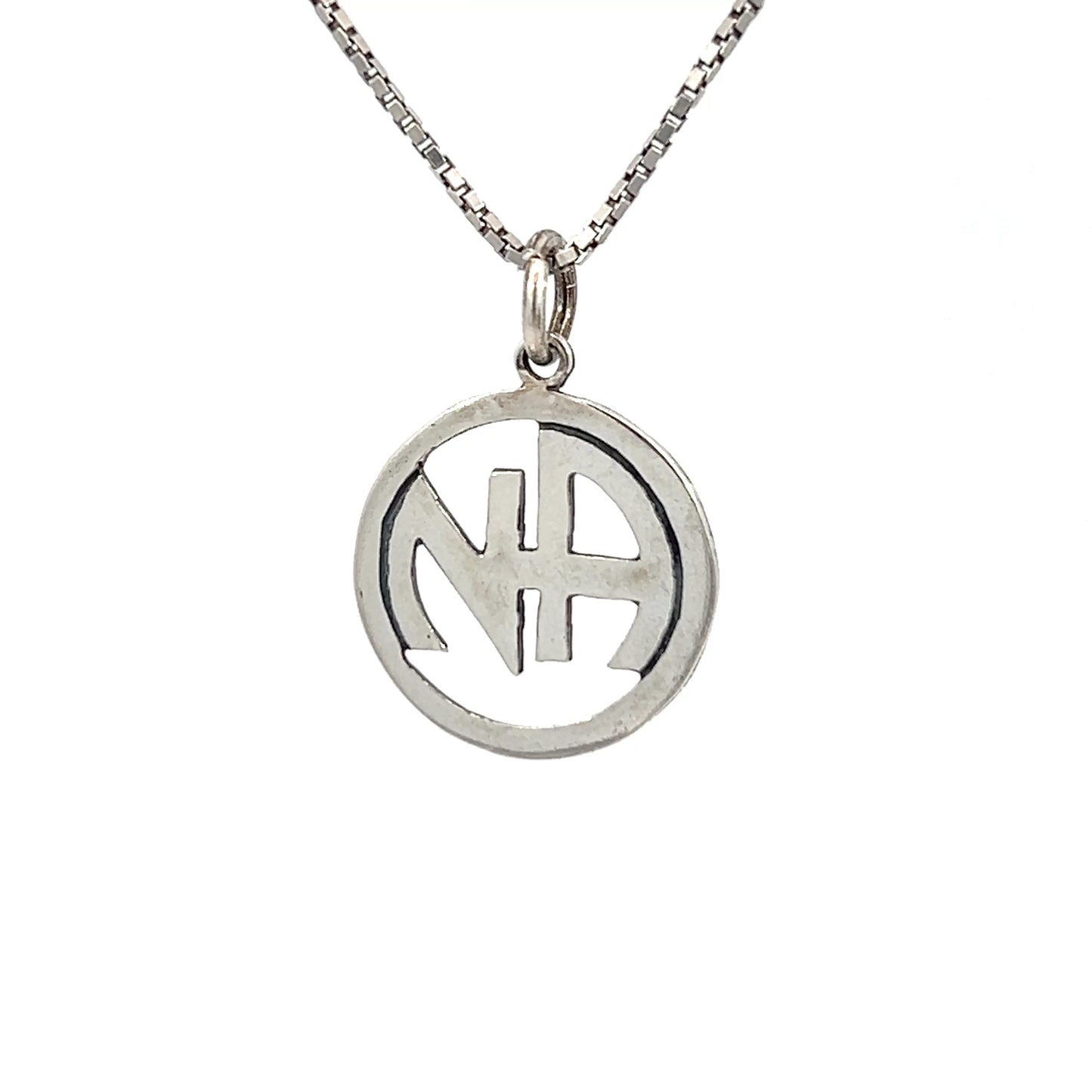 Sterling Silver Pendant, Narcotics Anonymous NA Initials Pendant