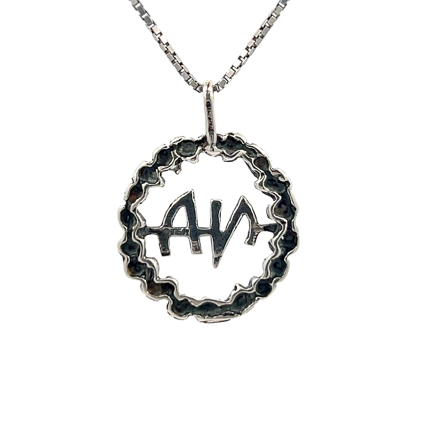 Sterling Silver Pendant, Narcotics Anonymous NA Initials in a Nugget Style Circle Medium Size