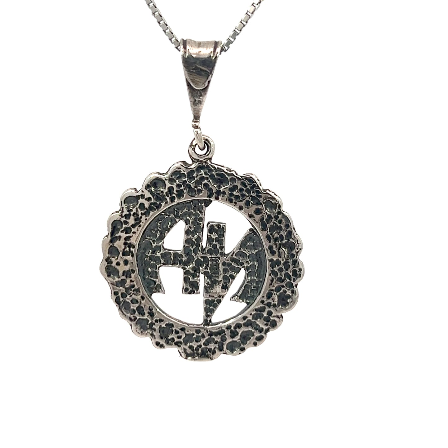 Sterling Silver Pendant, Narcotics Anonymous NA Initials in a Nugget Style Circle