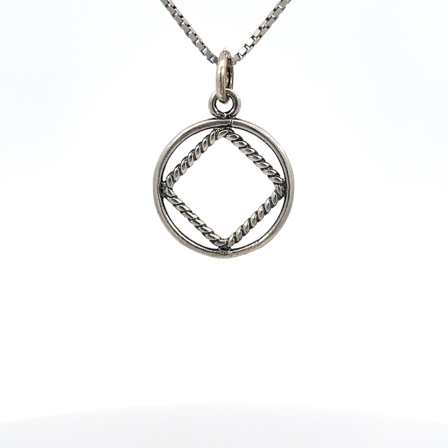 Sterling Silver Pendant, Twist Wire Style Narcotics Anonymous NA Symbol, Medium Size