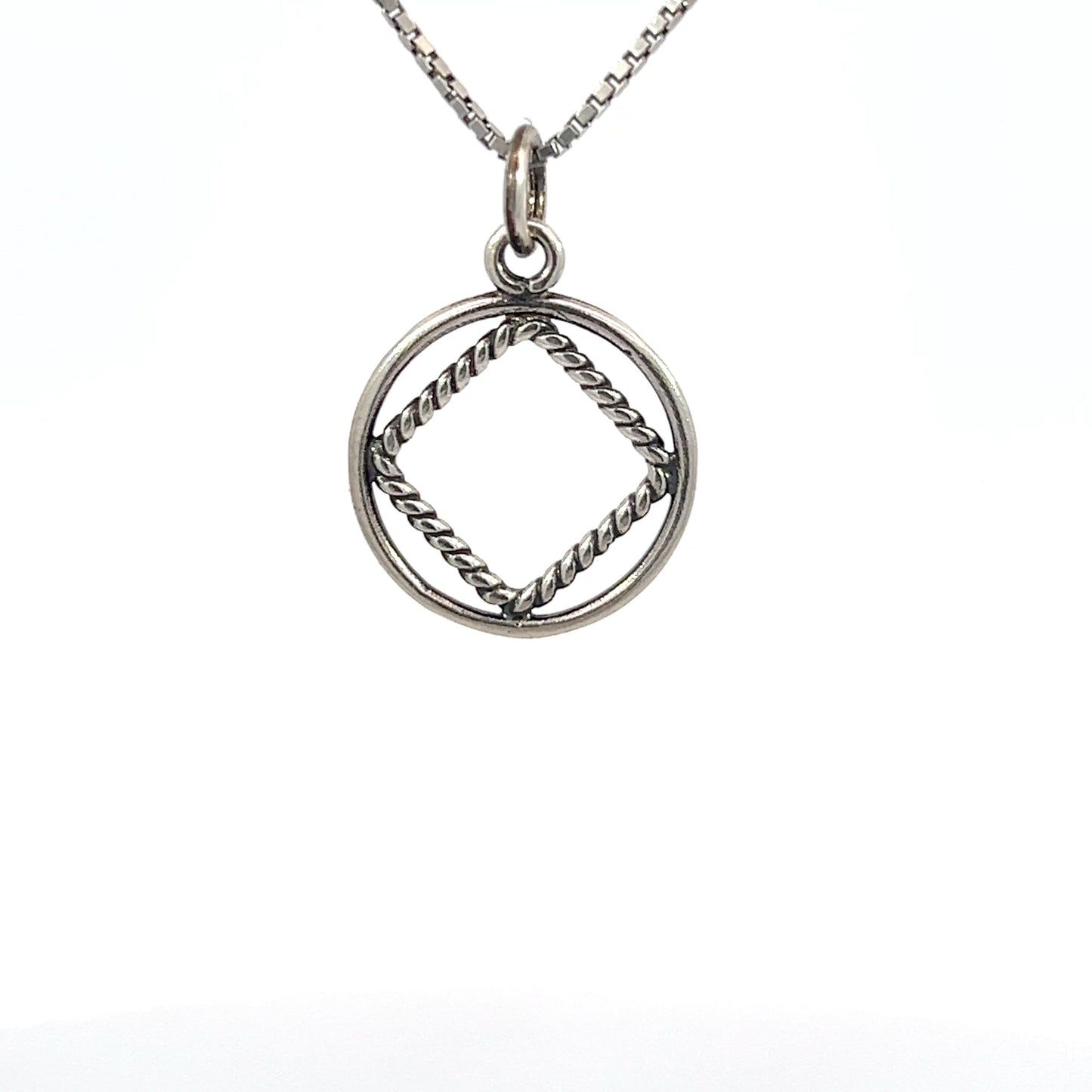 Sterling Silver Pendant, Twist Wire Style Narcotics Anonymous NA Symbol, Medium Size