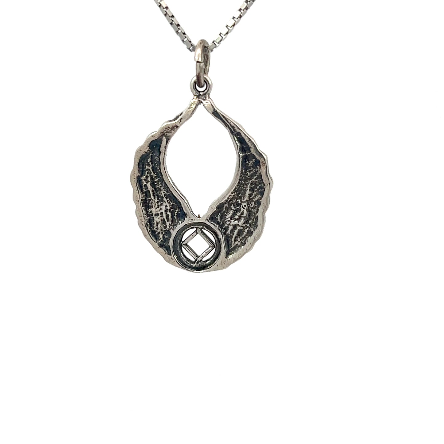 Sterling Silver Pendant, Narcotics Anonymous NA Recovery Symbol with Angel Wings