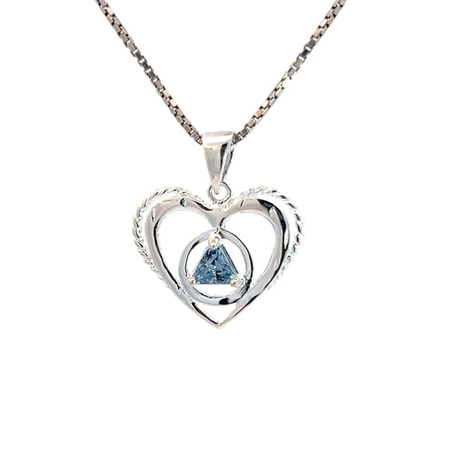 Alcoholics Anonymous (AA) Symbol Heart Pendant with Birthstone – Sterling Silver Recovery Jewelry