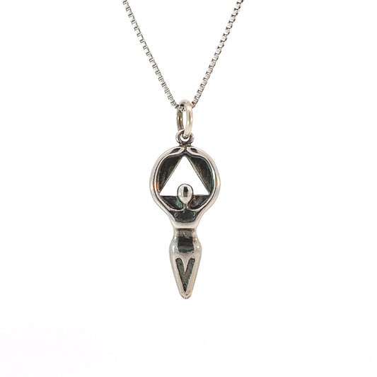 Sterling Silver AA Women in Recovery Pendant – 1.7g, Medium Size Symbol of Unity