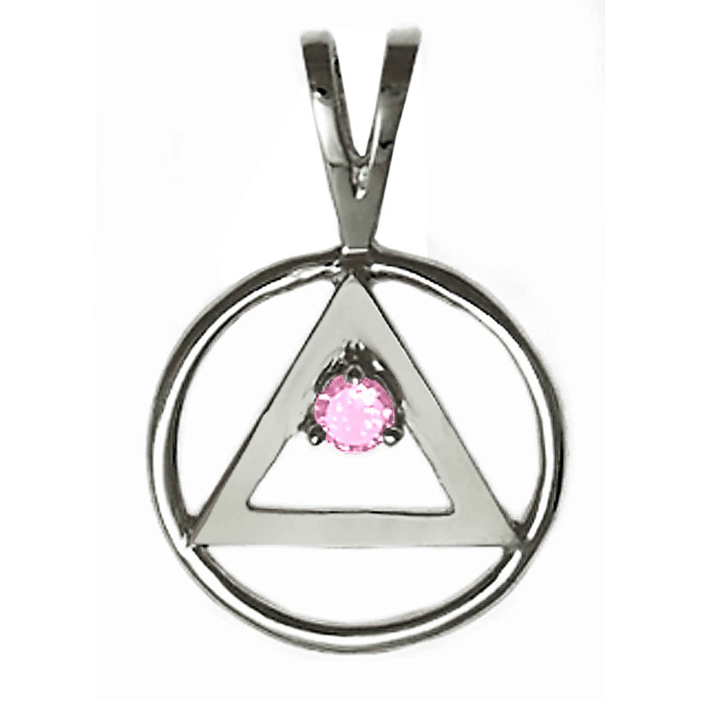 Sterling Silver AA Pendant with 3mm CZ Birthstone – Wire Style Circle, 1.6g, Medium Size