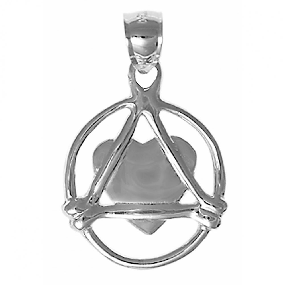 Sterling Silver AA Pendant – Love & Service with Heart, Medium Size, 2.8g, Oxidized Tumble Finish