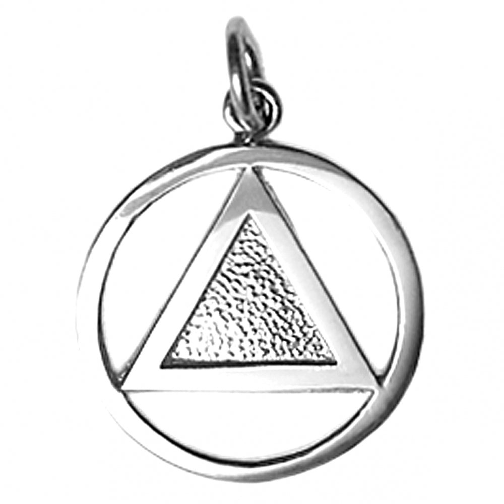 Sterling Silver AA Pendant – Textured Triangle in Smooth Circle, 1.5g, Oxidized Tumble Finish