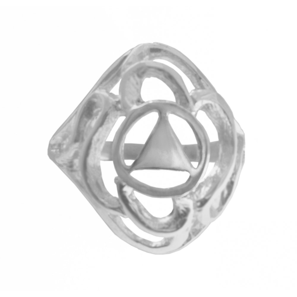 Sterling Silver Ring, Alcoholics Anonymous AA Symbol with a Swirl Style Design