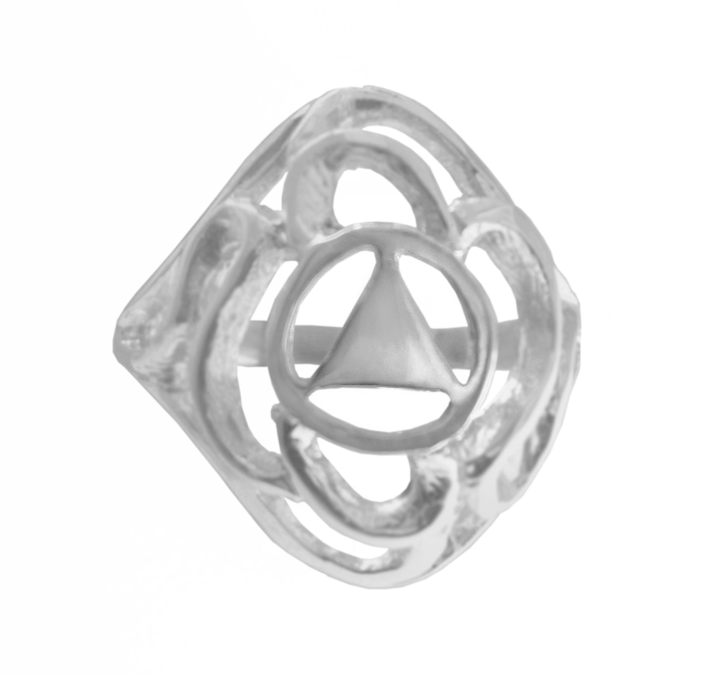 Sterling Silver Ring, Alcoholics Anonymous AA Symbol with a Swirl Style Design
