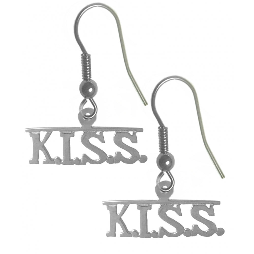 Sterling Silver, Sayings Earrings, "K.I.S.S."