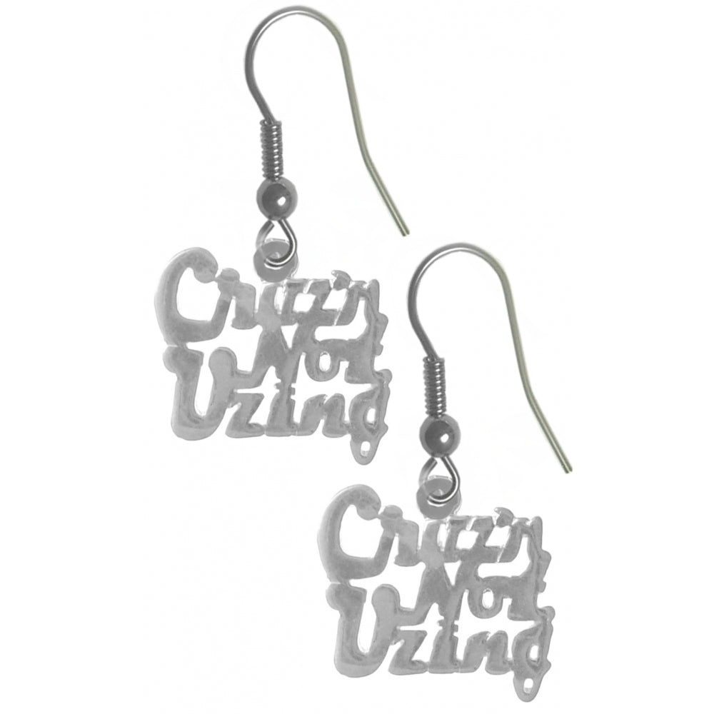 Sterling Silver, Sayings Earrings, "Cruz'n Not Uzing"