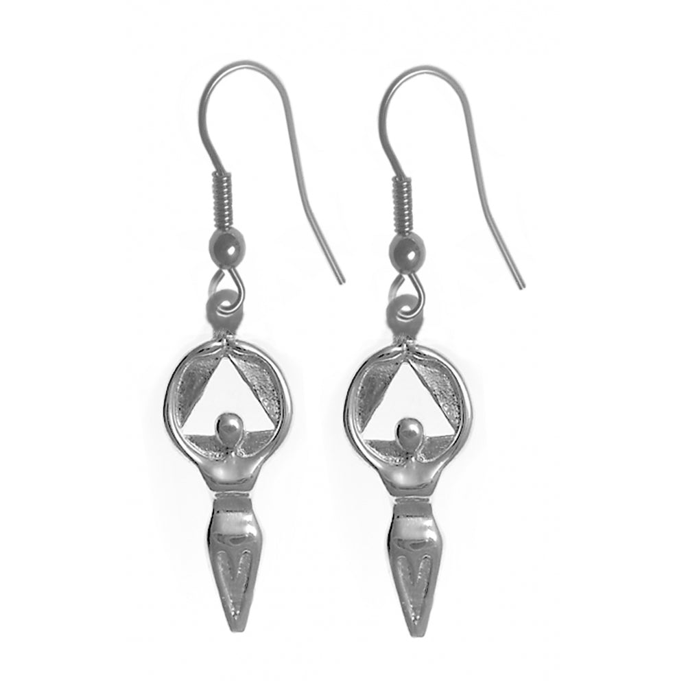 Sterling Silver Earrings, Alcoholics Anonymous AA Women in Recovery, Medium Size