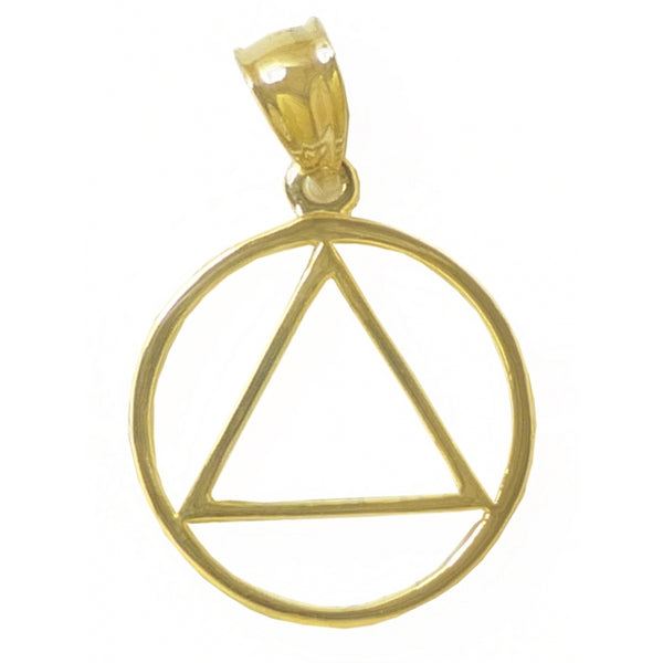 14k Gold Pendant, Alcoholics Anonymous AA Symbol, Thick Style, Large Size
