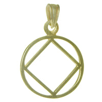 14k Gold Pendant, Narcotics Anonymous NA Symbol, Thick Style, Medium Size